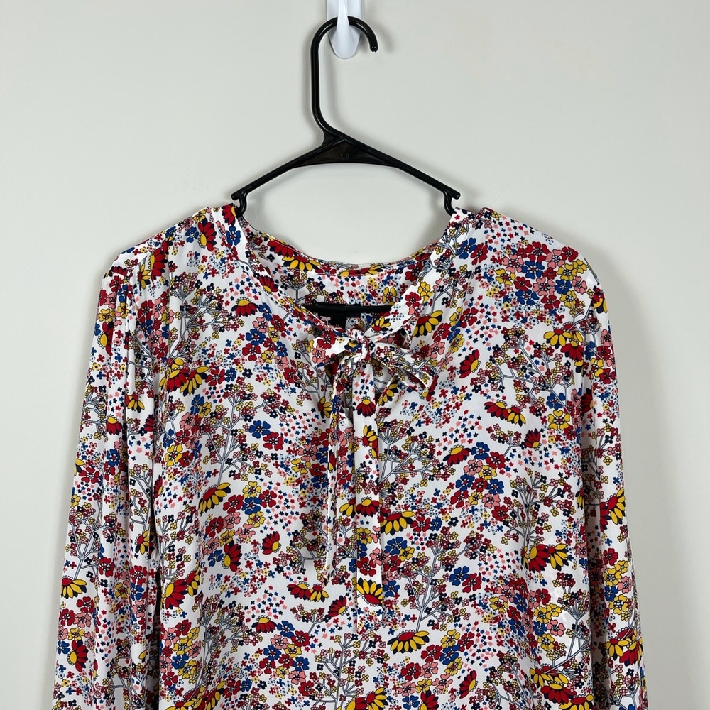 Talbots Floral Long Sleeve Tie Blouse - Picture 9 of 11